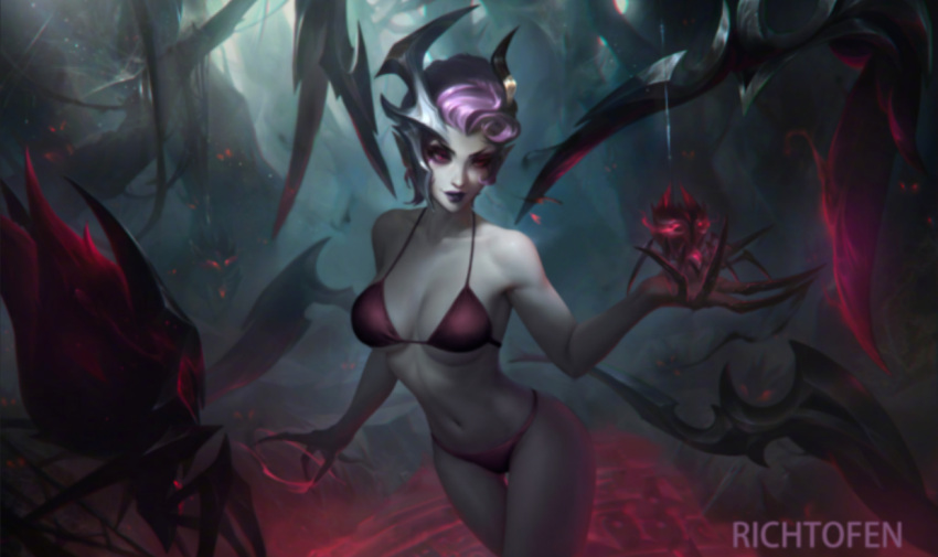 1girls 2d bikini coven_elise eclipse_series elise_kythera_zaavan female female_only league_of_legends richtofen riot_games