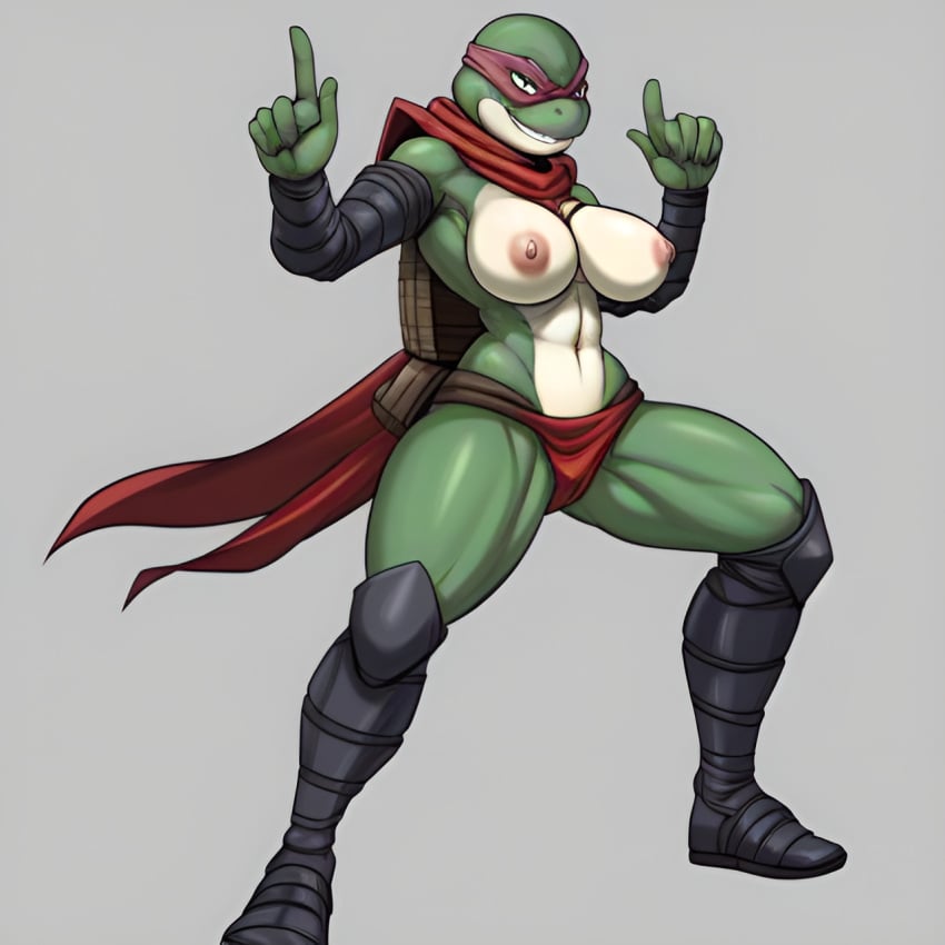 1girls 2020s 2023 ai_generated anthro cape female female_only frosting.ai muscular_female scalie scalie_humanoid scalieton self_upload teenage_mutant_ninja_turtles topless turtle turtle_humanoid