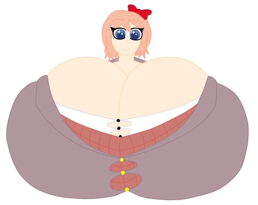 2023 alternate_breast_size big_breasts boob_window breasts_bigger_than_head bumm213 clothed doki_doki_literature_club female female_only huge_breasts hyper hyper_breasts just_sayori sayori_(doki_doki_literature_club) schoolgirl