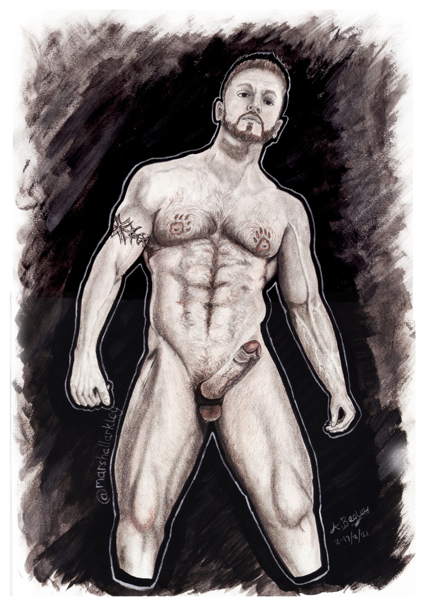 cock daddy daddy_kink dick hand_drawn hard_on male male_only marshall_arkley muscles muscular muscular_male onlyfans_model pencil pencil_(artwork) pencil_sketch sketches_by_adab stripper tattooed_chest tattooed_male tattoos