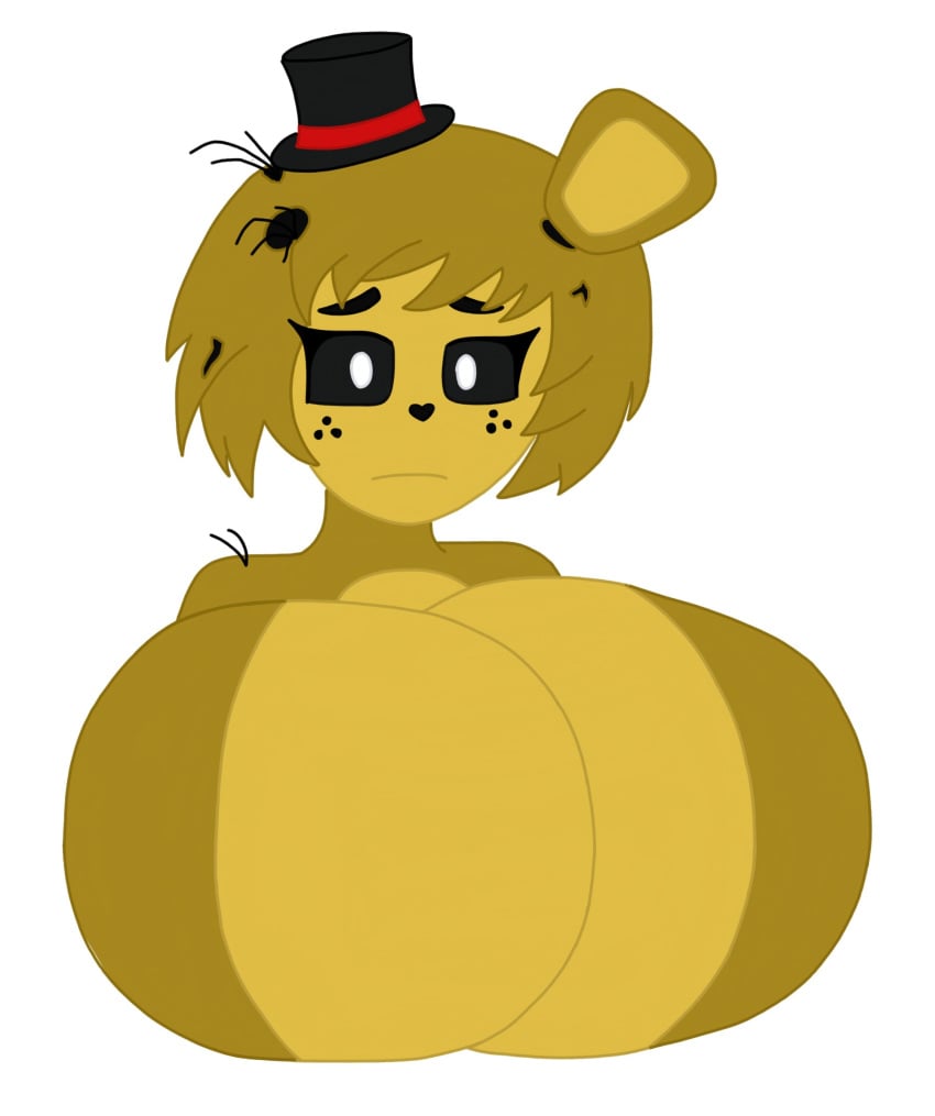 2023 big_breasts bumm213 female female_only five_nights_at_freddy's five_nights_in_anime fnia golden_freddy_(fnaf) golden_freddy_(fnia) huge_breasts nippleless nude robot robot_girl