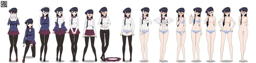 2d breasts kisekae komi-san_wa_komyushou_desu komi_shouko looking_at_viewer qr_code solo solo_female spnati sprite_sheet strip_poker_night_at_the_inventory stripping transparent_background undressed