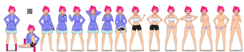 2d kisekae kumatora mother_(series) mother_3 pink_hair qr_code solo solo_female spnati sprite_sheet strip_poker_night_at_the_inventory stripping tomboy transparent_background undressed