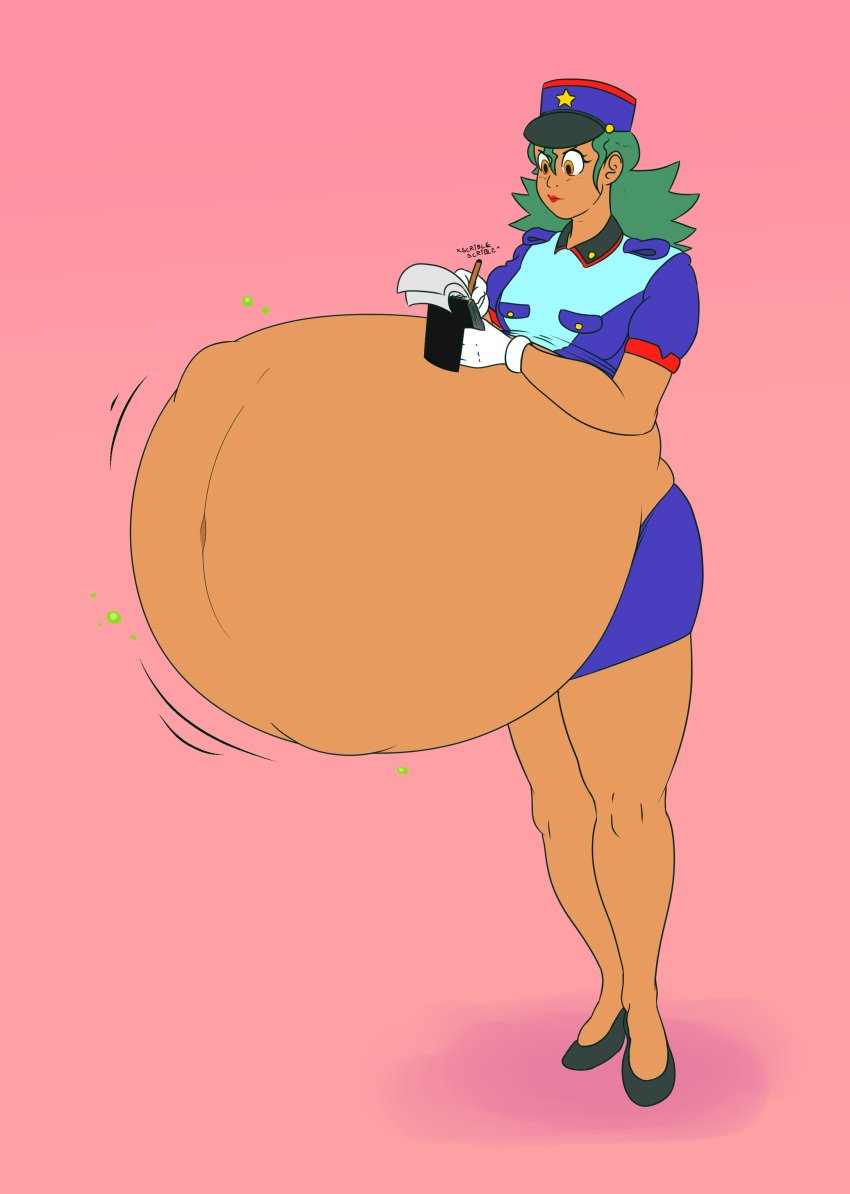 belly big_belly breasts dark_skin edit edited editor_shiftyshades huge_belly large_belly massive_belly officer_jenny_(pokemon) overweight pokemon pregnant smappa third-party_edit vore vore_belly