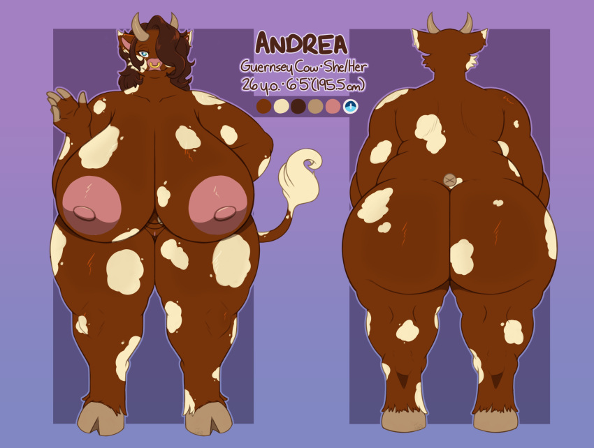 anthro areola ass back_rolls big_areola big_breasts big_butt bovid bovine breasts female genitals hi_res hooves horn huge_breasts huge_butt justkindofhere mammal nipples nude overweight overweight_anthro overweight_female pussy sagging_breasts solo thick_thighs wide_hips