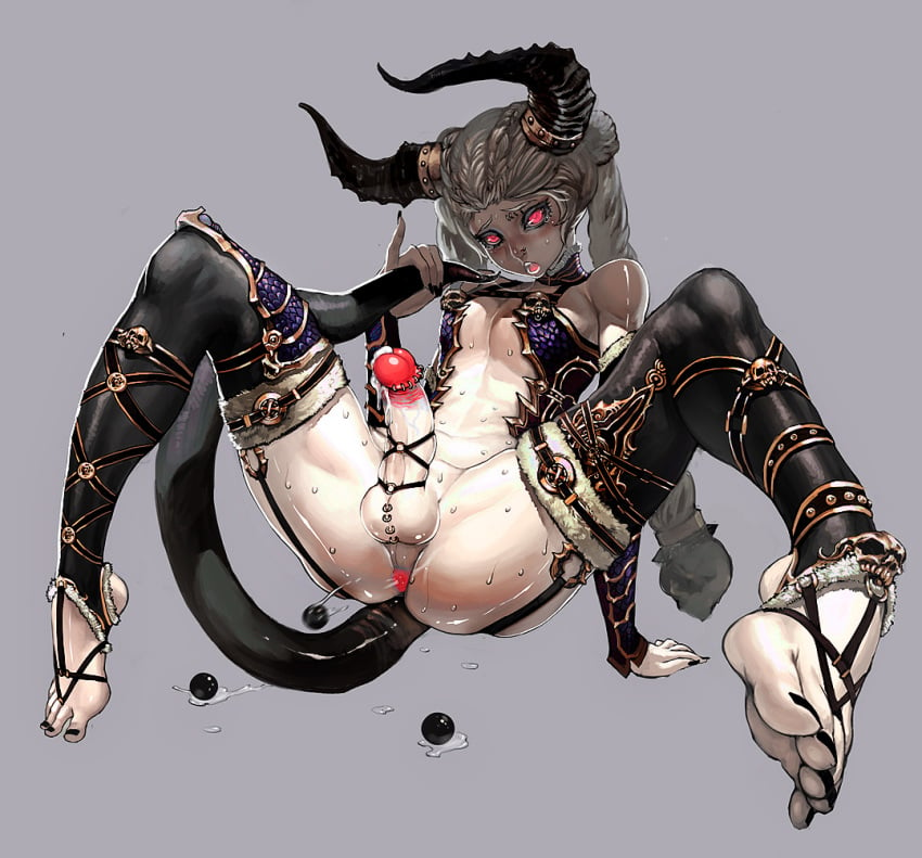 1boy anal_beads androgynous anus black_nails demon feet femboy footwear_fetish horns jeffr male male_only nail_polish penis photoshop piercing presenting_anus presenting_feet red_eyes solo sweat tail toe_ring toe_ring_legwear toenail_polish toes yaoi