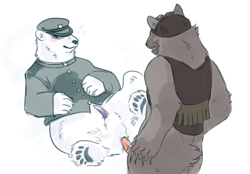 anal bear furikake grizzly_bear male male_only mammal multiple_males penis polar_bear sex shirokuma_cafe uniform yaoi