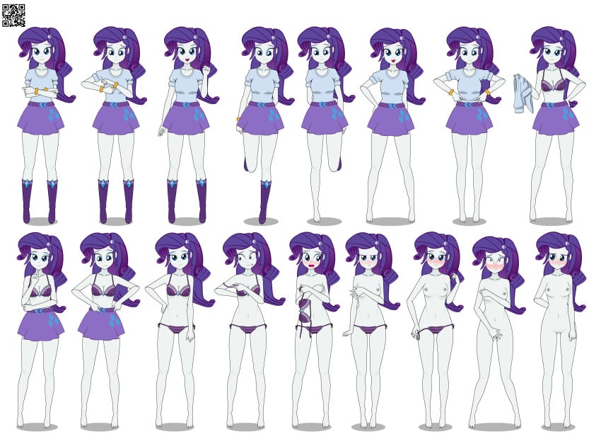 equestria_girls friendship_is_magic hasbro kisekae looking_at_viewer my_little_pony qr_code rarity_(eg) rarity_(mlp) solo solo_female spnati sprite_sheet strip_poker_night_at_the_inventory stripping transparent_background undressing white_skin