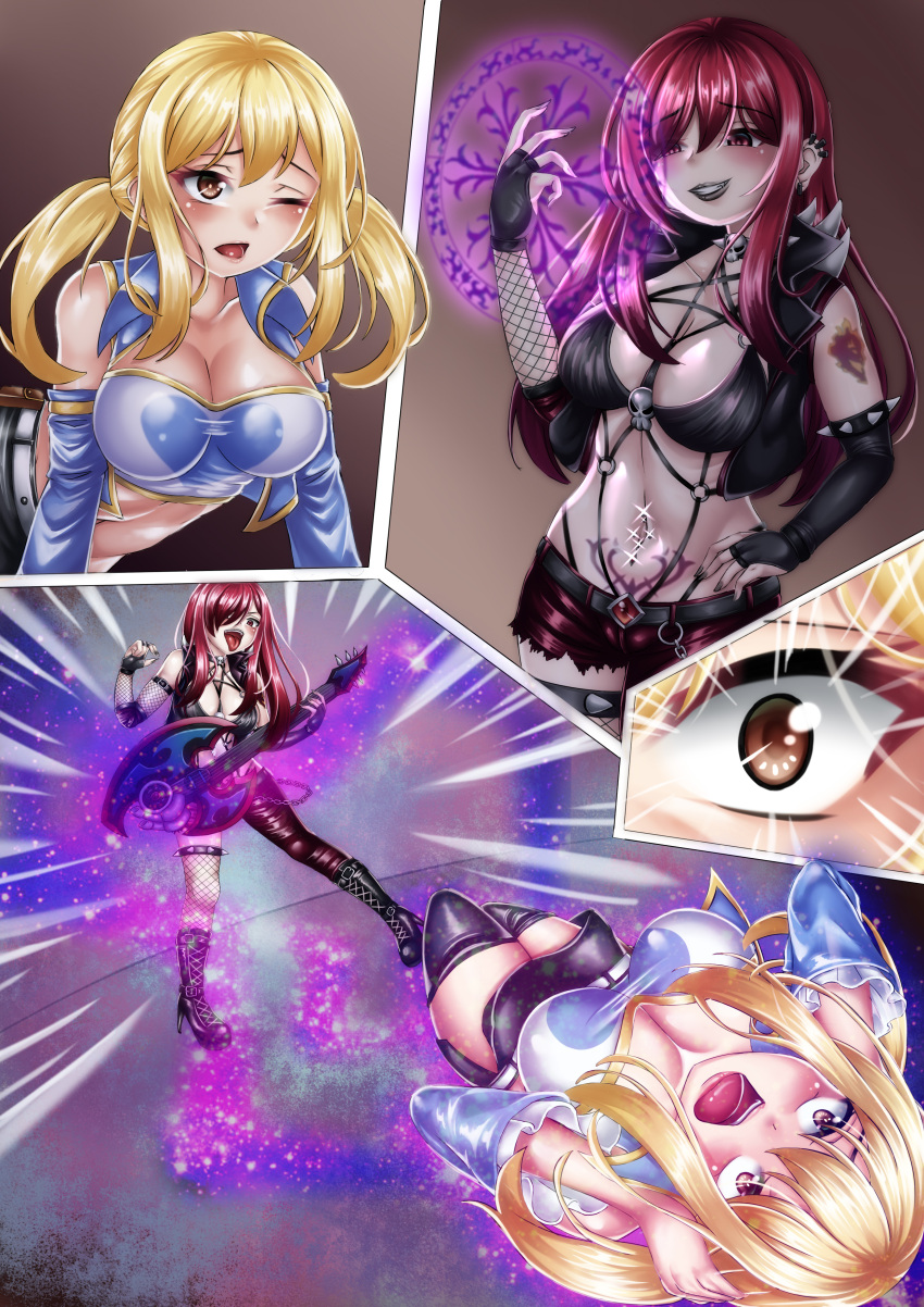 betrayal corrupted corruption dark_persona darkphoenix enemy_conversion erza_scarlet fairy_tail female groupie large_ass large_breasts lucy_heartfilia midriff navel pale_skin personality_change pre-transformation punk_girl punk_rock punk_rocker revealing_clothes rock_of_succubus rock_succubus thick_thighs transformation wide_hips
