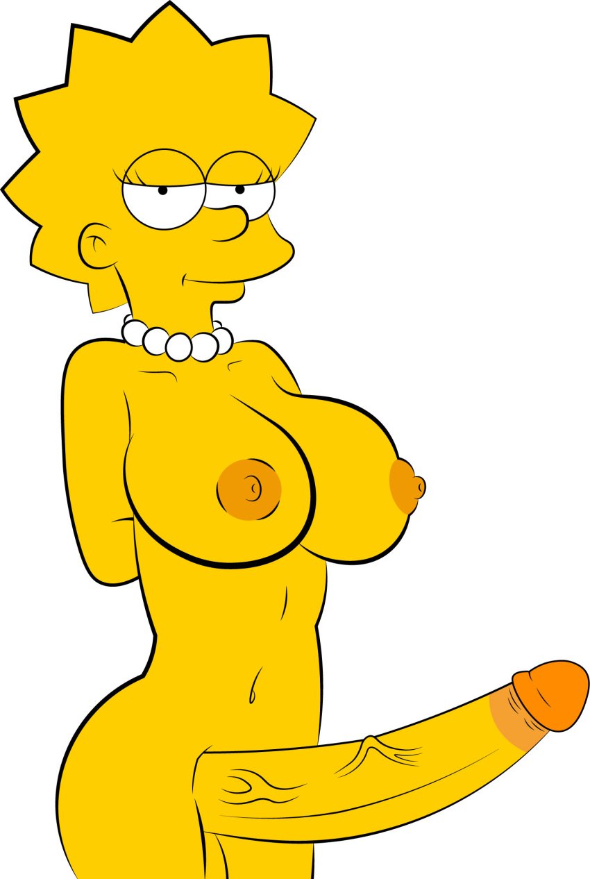 1futa aroused artist_request big_breasts big_nipples big_penis futanari gigantic_penis huge_breasts huge_cock lisa_simpson looking_at_viewer naked necklace nude only_futa solo_futa stroking_penis the_simpsons yellow_body