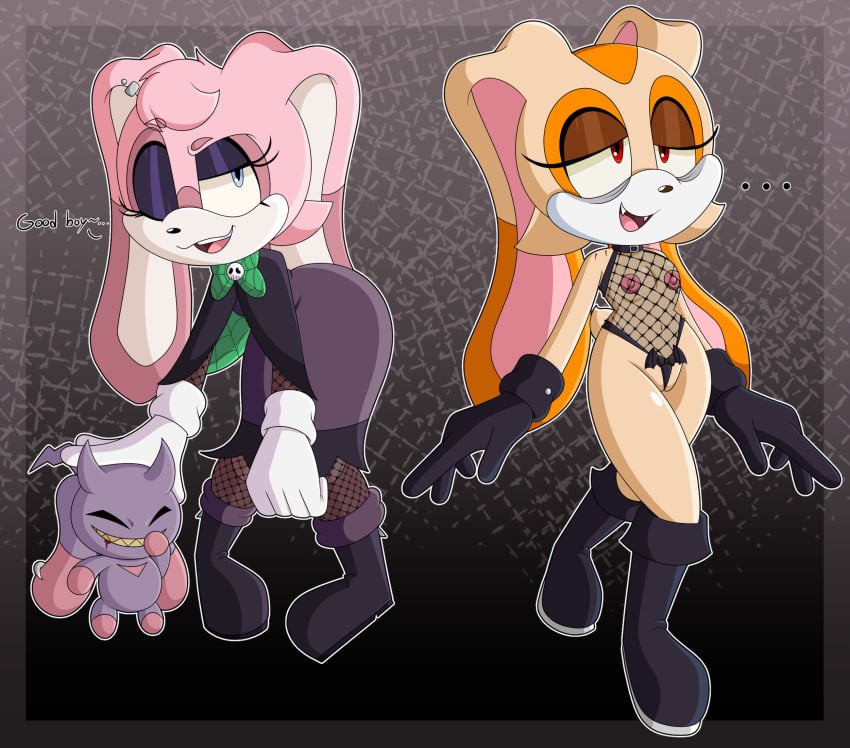 2023 2d 2d_(artwork) 2d_artwork 2girls anthro belly belly_button belt_collar big_ears bite_mark black_boots black_gloves black_legwear blakeynsfw blood bowtie chao_(sonic) clothed clothing collar cream_the_rabbit curvy curvy_body curvy_female curvy_figure dark_chao dominant dominant_female dress ear_piercing eyelashes eyeshadow fan_character fangs female fingers fishnet_legwear fishnet_leotard fishnet_pantyhose fishnet_stockings fishnets flat_chest fur furry gloves goth goth_girl gothic green_bowtie hair hd hi_res high_resolution highres horny horny_female hourglass_figure lagomorph lagomorph_humanoid legwear leporid leporid_humanoid light_blue_eyes mobian mobian_(species) mobian_rabbit oc open_mouth orange_fur orange_hair original_character parfait_the_rabbit parfait_the_rabbit_(blakeynsfw) piercing piercings pink_body pink_fur pink_skin png purple_dress purple_eyeshadow pussy rabbit rabbit_ears rabbit_girl rabbit_humanoid rabbit_tail red_eyes see-through see-through_clothing sega sharp_teeth shiny_clothes shiny_eyes shiny_legwear small_breasts smile smiling sonic_(series) sonic_advance_2 sonic_oc sonic_the_hedgehog_(series) speech tagme tail tail_tuff teeth text thighhighs thighs vagina white_gloves white_outline wink winking