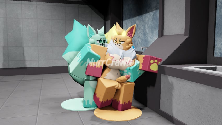 1futa 1male 3d anal annoyed_expression anthro anthro_only bathroom belly_button big_breasts big_penis erection fashui_(kaiju_paradise) feizao_(kaiju_paradise) gootraxian horns incest_(lore) kaiju_paradise large_tail male/futa murrcrawler neck_fluff puddles roblox roblox_game self_upload tuft yellow_pawpads