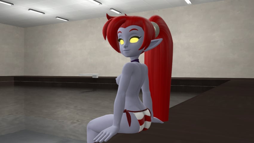 female nega-shantae pool poolside shantae splitalien topless video_games