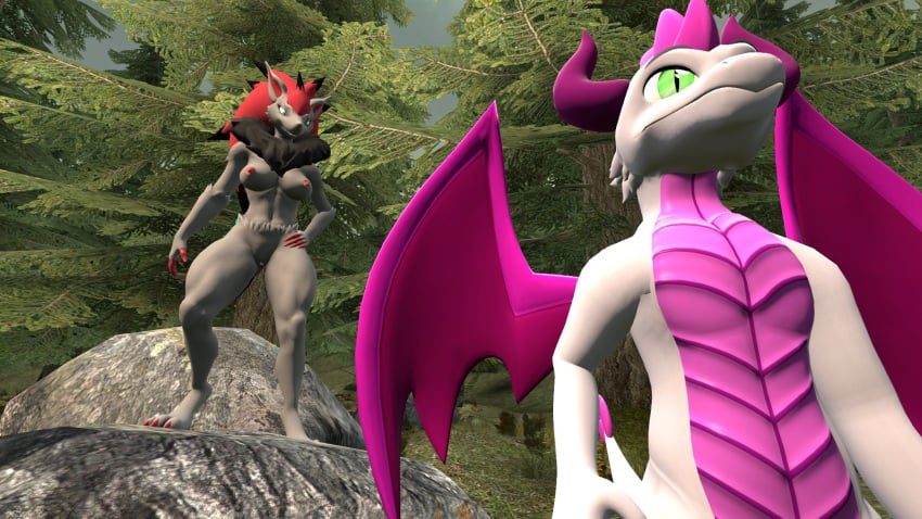 aeryn_(aeryndragon) anthro dragon duo female generation_5_pokemon hi_res male male/female nintendo nude pokemon pokemon_(species) soldierguy tagme zoroark