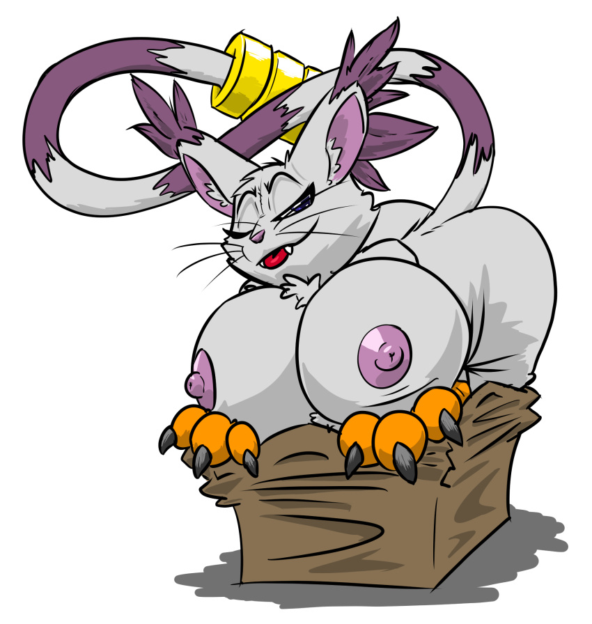 accessory anthro bandai_namco big_breasts breasts digimon digimon_(species) ev1lp1nk1 furgonomics gatomon gynomorph hi_res huge_breasts hyper if_it_fits_i_sits_(meme) intersex jamie_bun_(artist) jewelry long_tail ring sitting_in_box solo tail tail_accessory tail_jewelry tail_ring