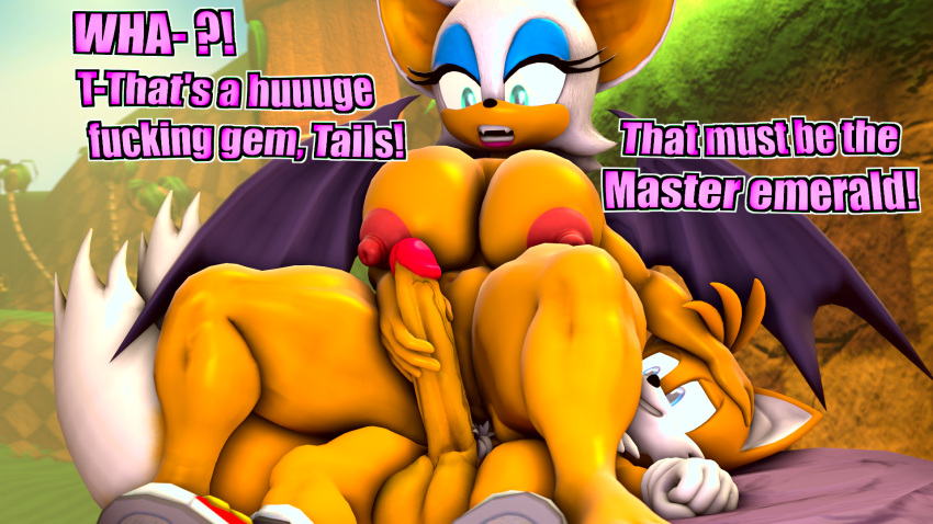 3d 3d_model big_penis dialogue hand_on_penis huge_cock imminent_sex mobian mobian_(species) mobian_bat naked_female naked_male penis_awe reverse_cowgirl_position rouge_the_bat sarahdellen sega sfm sonic_(series) sonic_adventure_2 sonic_the_hedgehog_(series) source_filmmaker tails tails_the_fox