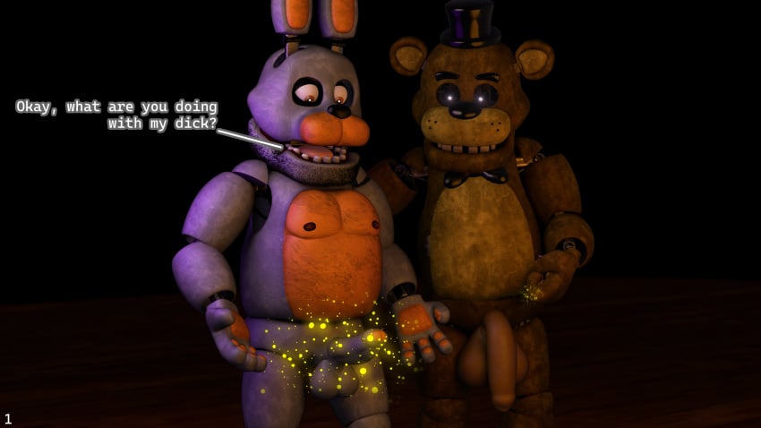 bonnie_(fnaf) dick felhesznelenev five_nights_at_freddy's fnaf gay golden_freddy_(fnaf) growth growth_(enlargement) growth_sequence huge_balls huge_cock hyper hyper_cock hyper_penis ingame_model magic original_character penis richardbunbon tease teasing