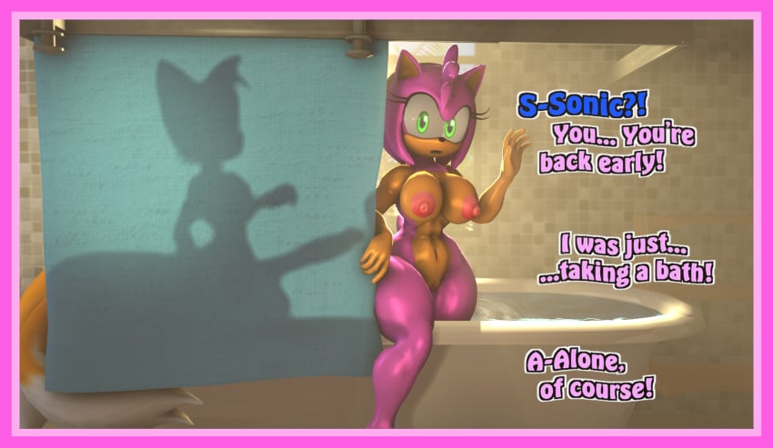 3d almost_caught amy_rose anthro cheating cheating_girlfriend cuckold dialogue english_text femboy femboy_on_female fox hedgehog implied_nudity miles_prower naked_female netorare ntr sarahdellen sega sfm shower sonic_(series) sonic_the_hedgehog_(series) source_filmmaker tails tails_the_fox text twink