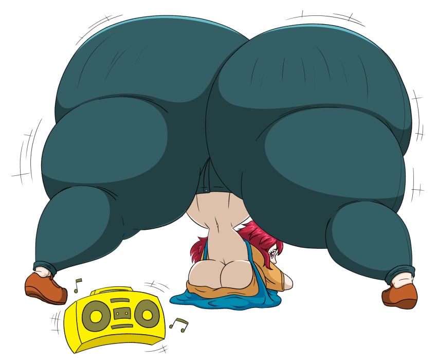 1girls ass_bigger_than_body ass_bigger_than_head ass_bigger_than_torso ass_expansion ass_focus big_ass big_breasts boombox clothed elek-tronikz enormous_ass female female_only gold_boombox_(prevence) huge_ass hyper_ass jack-o_pose long_hair massive_ass nao_egokoro no_bra solo_female tagme twerk_hypnosis underboob your_turn_to_die