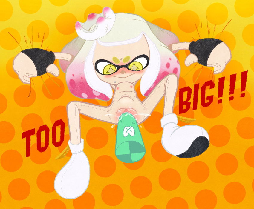 animate_inanimate blush female hi_res humanoid living_plushie masturbation nintendo paradia-ex pearl_(splatoon) plushie plushophilia solo splatoon stomach_bulge