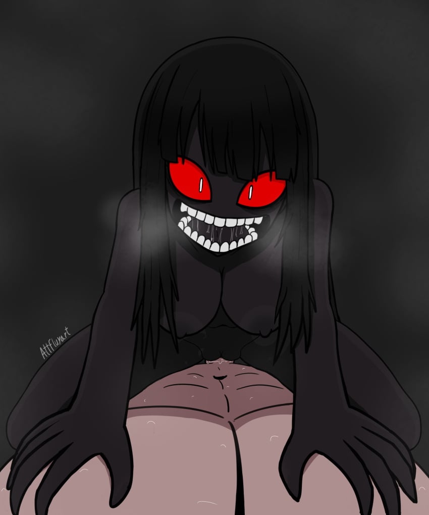 1boy 1girls absurd_res attfluyart bad_id bad_twitter_id big_breasts black_skin completely_nude cowgirl_position demon demon_girl female female_focus femdom hi_res large_breasts long_hair nude nude_female potta_ka pottaka pottaka_toons pov pussy rape red_eyes saliva sex sleep_paralysis_demon sleep_paralysis_demon_(pottaka_toons) teeth uncensored vaginal_penetration vaginal_sex