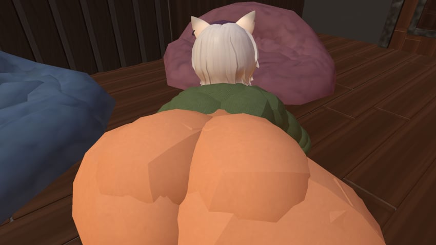 1boy 3d cat_ears femboy glasses huge_ass rec_room recroom recroom-nsfw thick_ass thick_thighs vr white_hair