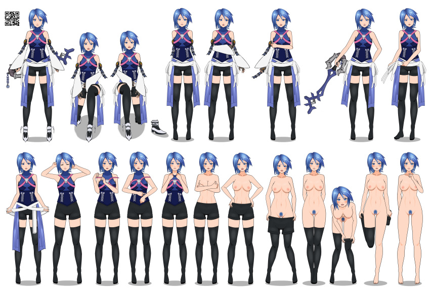 1girls 2d aqua_(kingdom_hearts) blue_eyes blue_hair blush blushing_at_viewer breasts completely_nude completely_nude_female disney embarrased embarrassed_female embarrassed_nude_exposure embarrassed_nude_female female female_only full_body keyblade kingdom_hearts kingdom_hearts_birth_by_sleep kisekae looking_at_viewer naked nude pubic_hair pussy qr_code solo solo_female spnati sprite_sheet square_enix strip_poker_night_at_the_inventory stripping thigh_gap transparent_background uncensored undressing