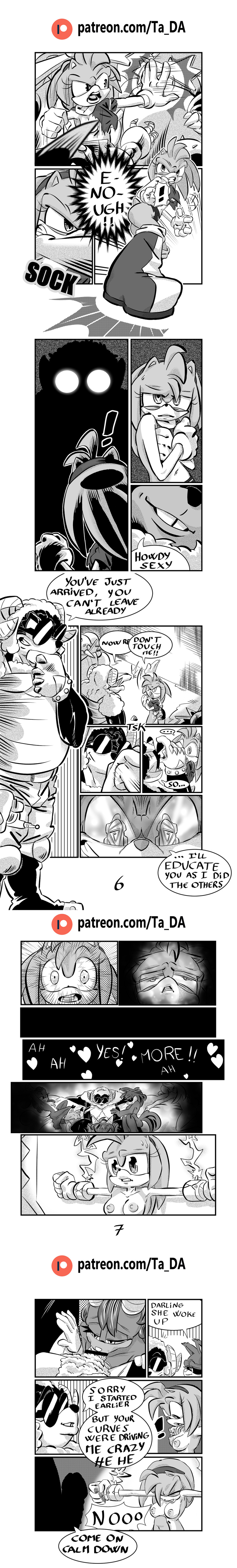 amy_rose captured captured_heroine censored comic comic_page comic_strip female furry patreon ripped_clothing sonic_(series) sonic_the_hedgehog_(series) ta_da