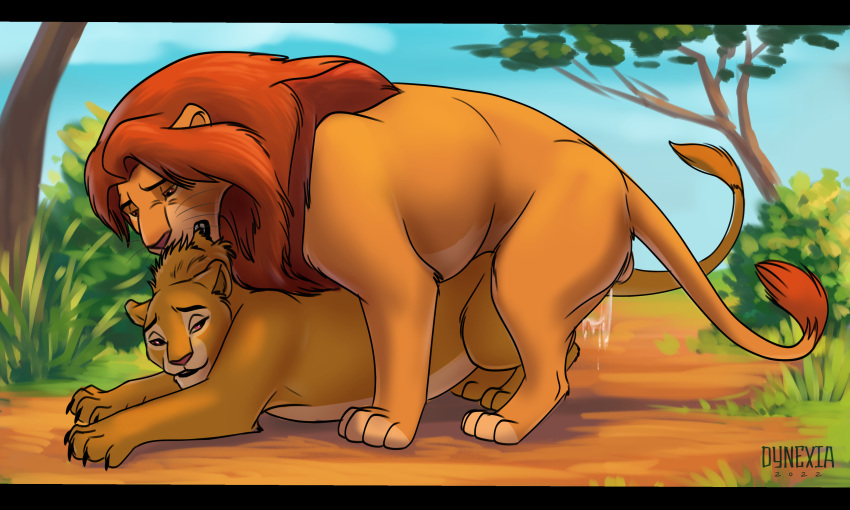 absurd_res bodily_fluids claws cum cum_inside disney duo dynexia felid female feral from_behind_position genital_fluids hi_res lion male male/female mammal mounting mwezi_(character) pantherine sex simba_(the_lion_king) the_lion_king