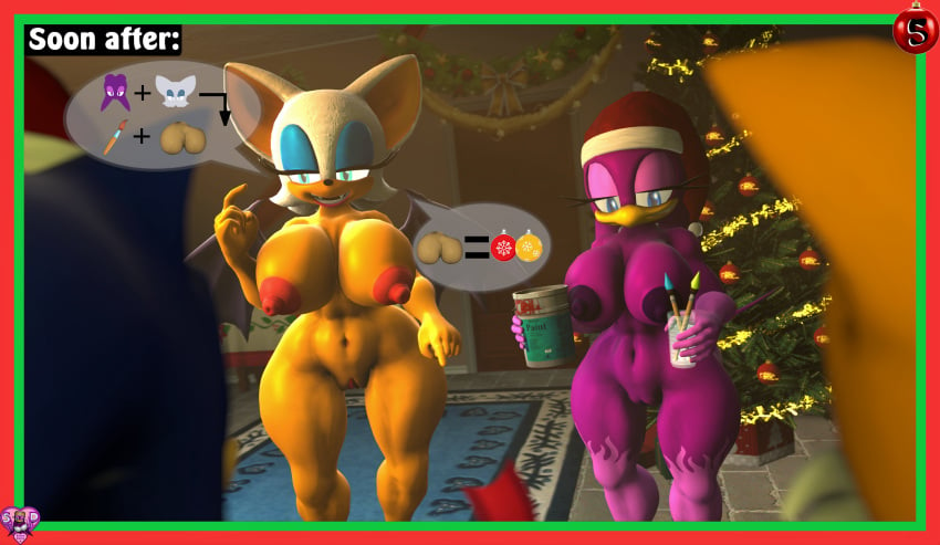 3d 3d_model christmas mobian mobian_(species) mobian_bat naked_female nude nude_female rouge_the_bat santa_hat sarahdellen sega sfm sonic_(series) sonic_adventure_2 sonic_the_hedgehog sonic_the_hedgehog_(series) source_filmmaker tails tails_the_fox wave_the_swallow