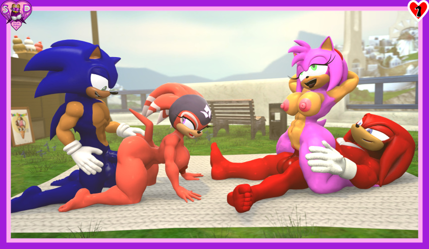 2boys 2girls 3d amy_rose doggy_style female group_sex knuckles_the_echidna partner_swap reverse_cowgirl_position sarahdellen sega sex sfm shade_the_echidna sharing sonic_(series) sonic_the_hedgehog sonic_the_hedgehog_(series) source_filmmaker swingers swinging