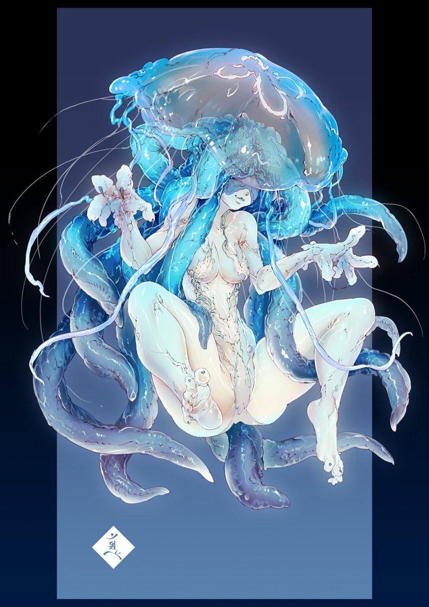 1girls breasts jellyfish mabo9317 monster monster_girl original