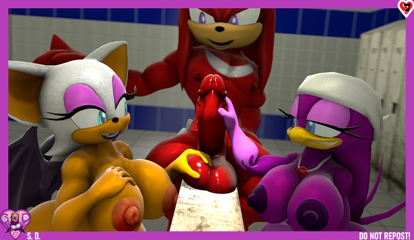 3d 3d_model big_penis hand_on_penis huge_cock knuckles_the_echidna mobian mobian_(species) mobian_bat naked naked_female nude nude_female penis rouge_the_bat sarahdellen sega sfm sonic_(series) sonic_adventure_2 sonic_the_hedgehog_(series) source_filmmaker threesome wave_the_swallow