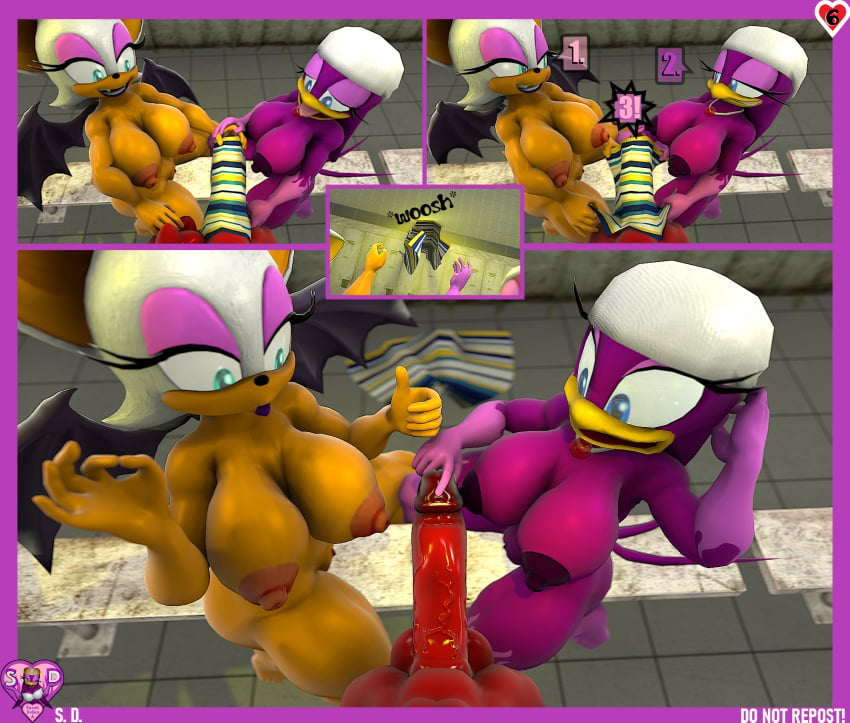 3d 3d_model big_penis comic_page huge_cock knuckles_the_echidna mobian mobian_(species) mobian_bat naked naked_female nude nude_female penis penis_awe revealing revealing_penis rouge_the_bat sarahdellen sega sfm sonic_(series) sonic_adventure_2 sonic_the_hedgehog_(series) source_filmmaker threesome towel towel_only wave_the_swallow