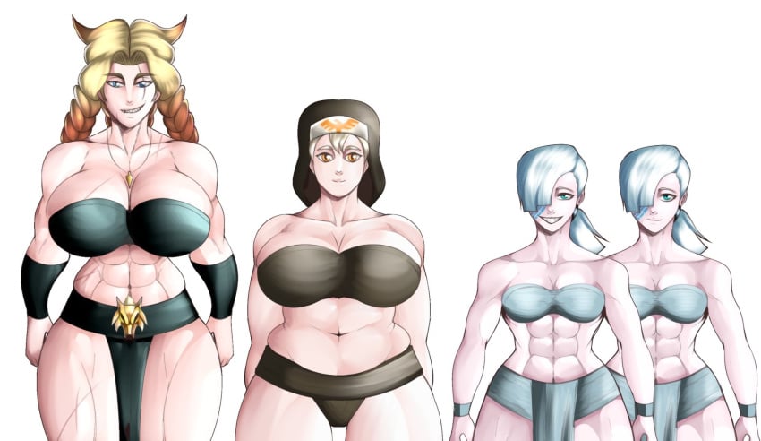 4girls alpha_legion alpharius chubby_female female_space_marine genderswap_(mtf) imperium_of_man leman_russ lorgar_aurelian multiple_girls omegon primarch rompecaderasgod rule_63 sisters size_difference space_wolves warhammer_(franchise) warhammer_40k word_bearers