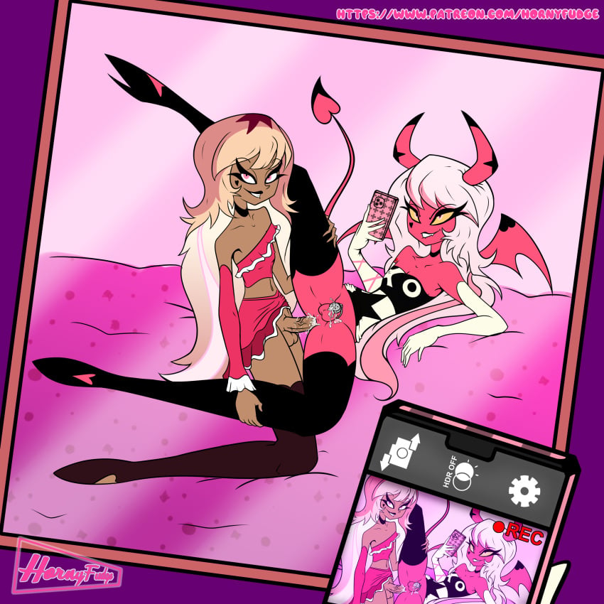 2boys anal blonde_hair chastity chastity_cage chastity_device commission cum cum_in_ass cum_inside demon demon_girl demon_horns demon_tail demon_wings femboy flat_chastity_cage flat_chest full_body helluva_boss hornyfudge human human_form human_verosika_mayday male_verosika_mayday mirror mirror_reflection mirror_selfie pink_body pink_hair pov rule_63 self_upload selfcest selfie sissy succubus succubus_horns succubus_tail succubus_wings verosika_mayday_(helluva_boss) vivienne_medrano vivziepop yellow_eyes