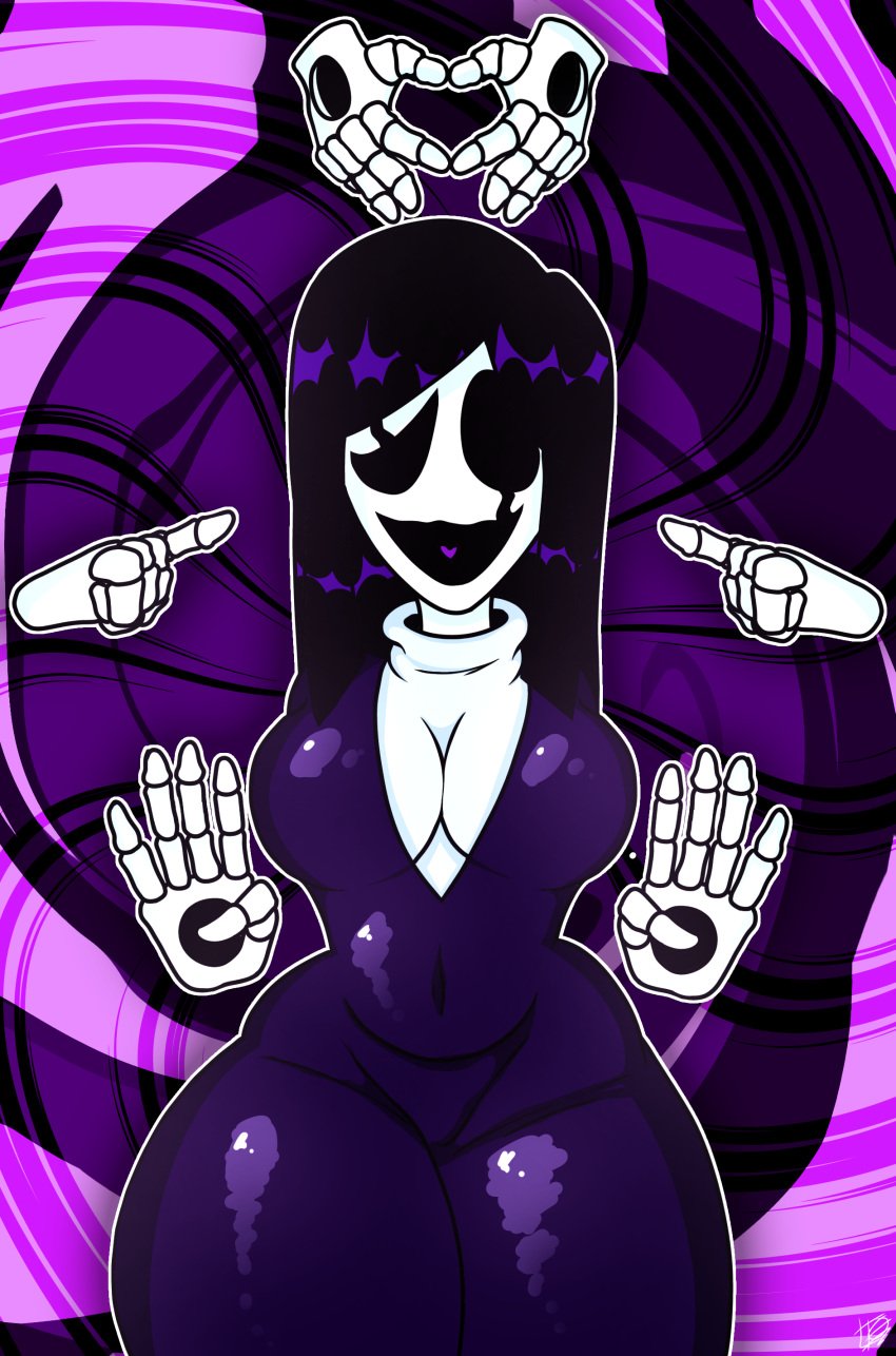 2d 2d_(artwork) big_ass big_breasts big_hips big_thighs floating_hands gaster genderswap_(mtf) huge_breasts huge_butt huge_hips huge_thighs long_hair loogi_black rule_63 shiny skeleton undertale undertale_(series)