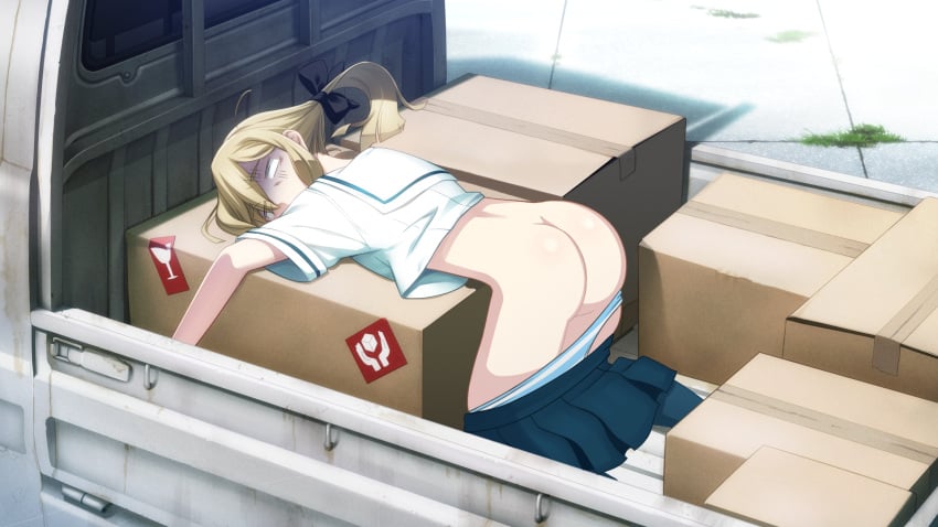 1girls accurate_art_style ass ass_focus breast_press butt_focus edit edited edited_screencap female female_only koujiro_frau robotics;notes screen_capture screencap screenshot screenshot_edit short_hair steca thelazyart