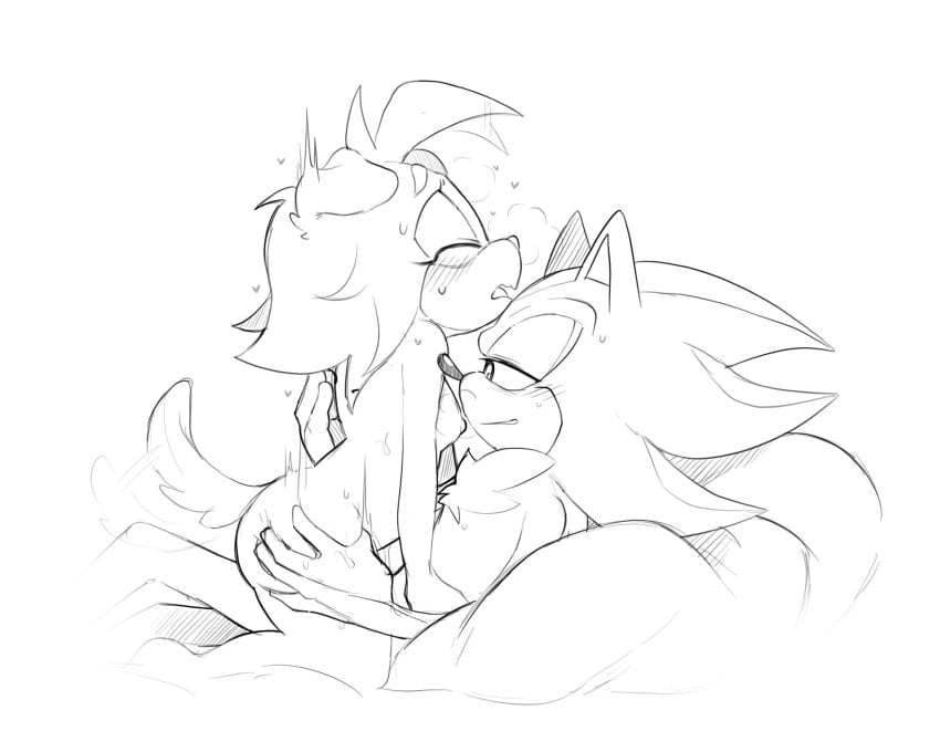 bea_(mxntylewds) cowgirl_position mxntylewds on_bed original_character sex shadow_the_hedgehog small_breasts sonic_(series) wholesome