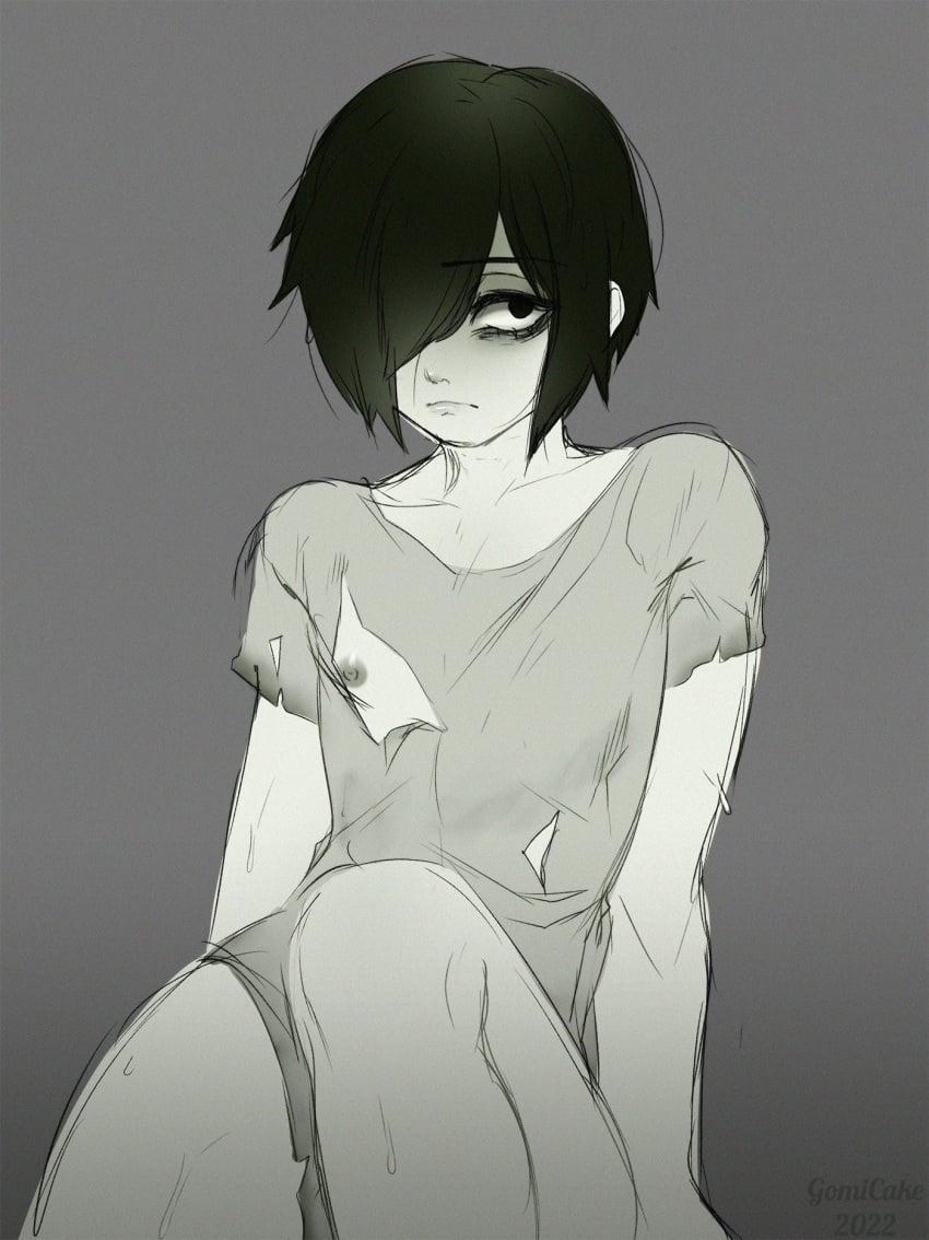 1boy black_hair femboy gay genderswap_(ftm) ghost ghost_boy gomi-cake nipples rule_63 short_hair tagme the_ring torn_clothes yamamura_sadako yaoi