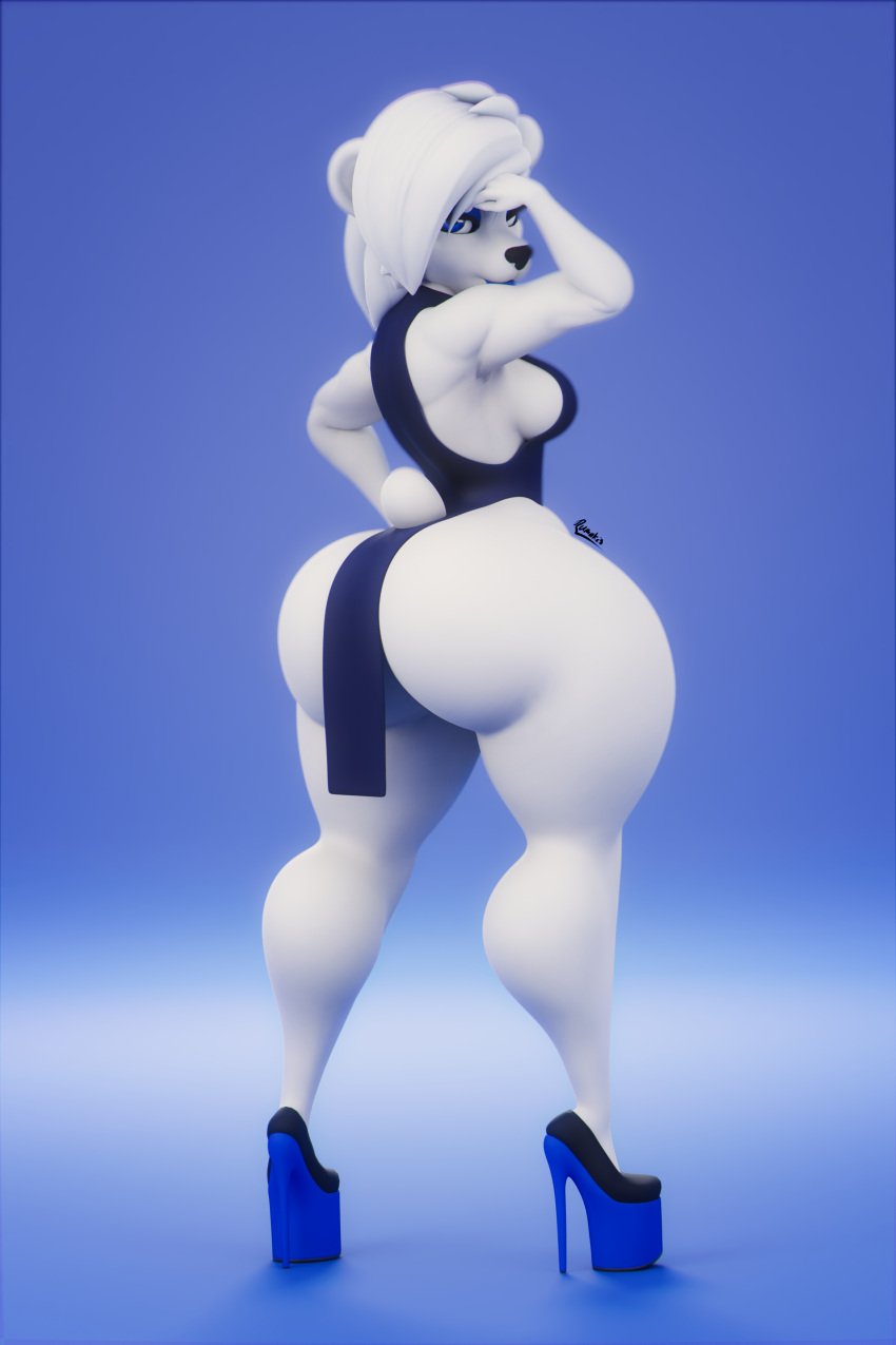 1girls 3d anthro ass big_ass bottom_heavy breasts bubble_butt chelsey_(rumakis) clothing dress fat_ass female female_only heels huge_ass large_ass polar_bear rumakis shoes solo thick_ass thick_thighs thunder_thighs ursid wide_hips