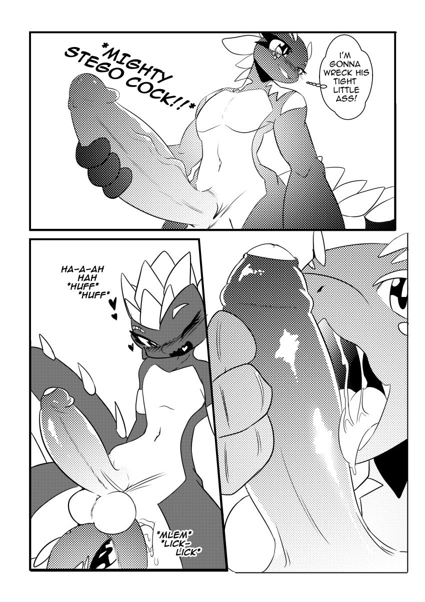 absurd_res anal anthro anthro_only balls big_balls big_penis blush bodily_fluids comic dan_the_stegosaurus_(character) dinosaur duo erection foreskin gay genitals heart hi_res huge_balls huge_cock hyper hyper_balls hyper_genitalia hyper_penis male male/male oral ornithischian penis reptile rimming rimming_male saliva saliva_string scalie screentone sex speech_bubble stegosaurian stegosaurus taboo_tails_(copyright) terra_the_troodon_(character) text theropod throbbing_penis thyreophoran troodon troodontid vein veiny_penis white_crest