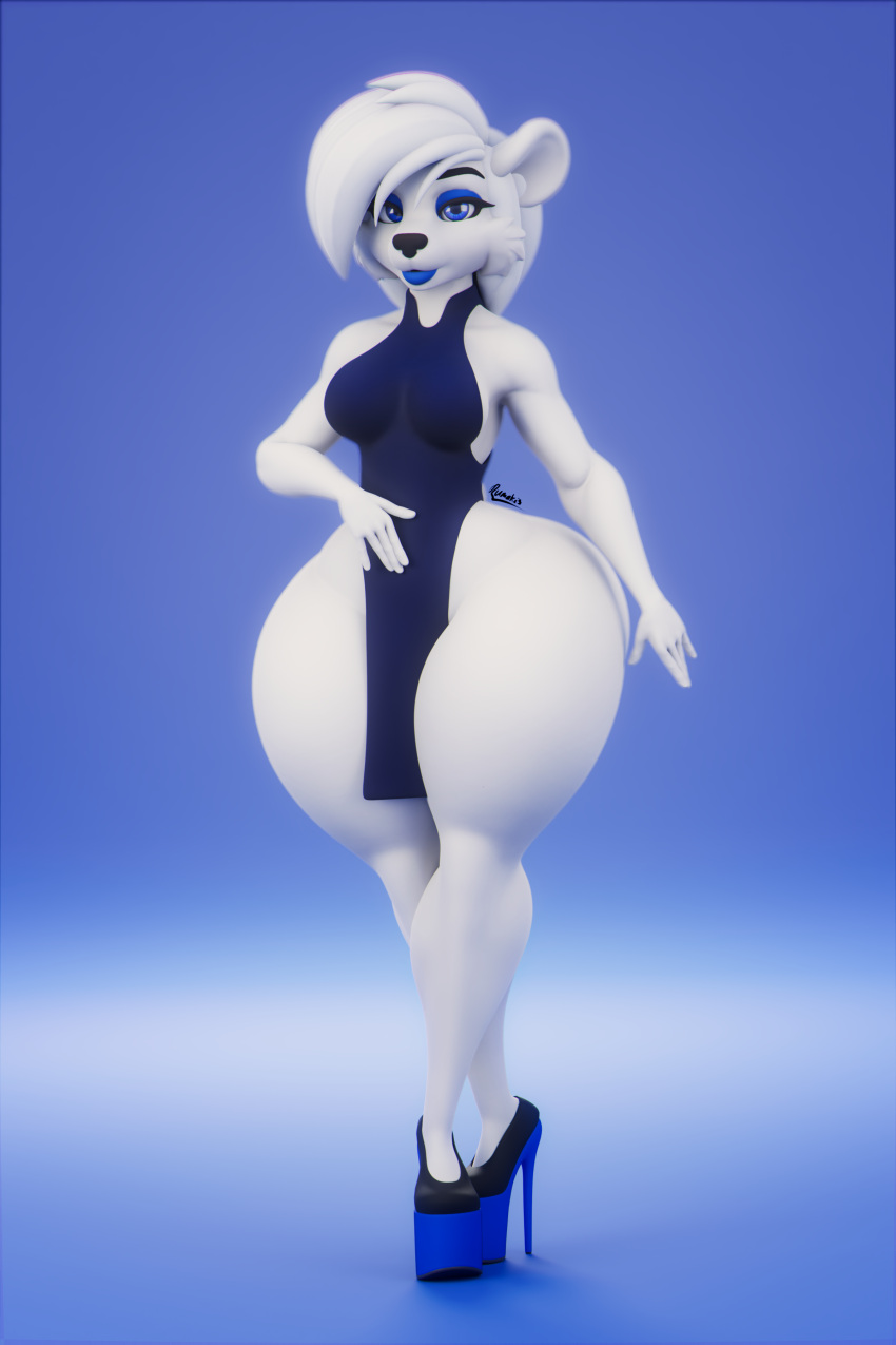 1girls 3d anthro ass big_ass bottom_heavy breasts bubble_butt chelsey_(rumakis) clothing dat_ass dress dumptruck_ass fat_ass female female_only heels huge_ass large_ass polar_bear rumakis shoes solo thick_ass thick_thighs thunder_thighs ursid wide_hips