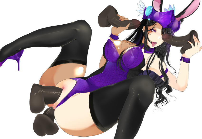 1girls 4boys anal balls black_hair breasts bunny_ears bunnysuit developerella disembodied_penis double_handjob heavypulse leotard penis pussy roblox roblox_avatar robloxian stockings tagme vaginal_penetration valkyrie_helm