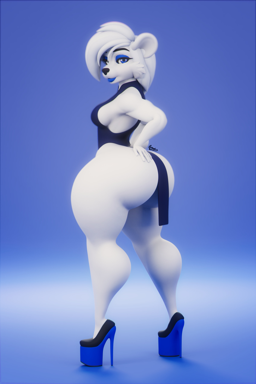 1girls 3d anthro ass big_ass bottom_heavy breasts bubble_butt chelsey_(rumakis) clothing dat_ass dress dumptruck_ass fat_ass female female_only heels huge_ass large_ass polar_bear rumakis shoes solo thick_ass thick_thighs thunder_thighs ursid wide_hips