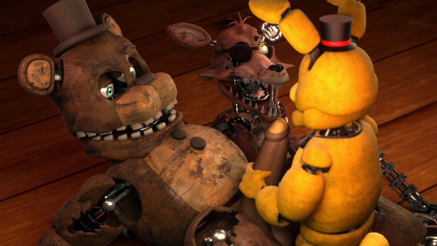 dick five_nights_at_freddy's five_nights_at_freddy's_2 fnaf foxy_(fnaf) freddy_(fnaf) gay huge_balls huge_cock ingame_model jerking jerking_off nassiesfm original_character penis richardbunbon small_penis tagme withered_foxy withered_freddy