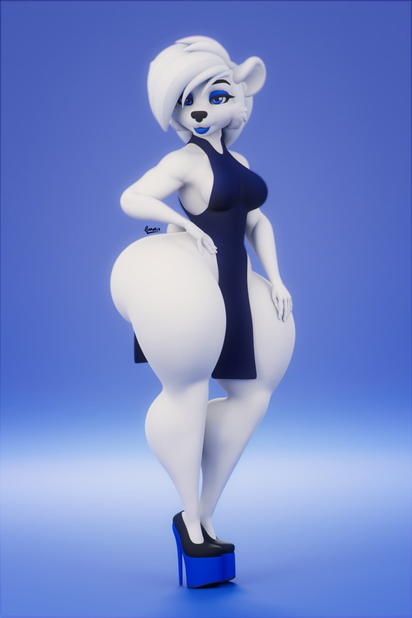 1girls 3d anthro ass big_ass bottom_heavy breasts bubble_butt chelsey_(rumakis) clothing dat_ass dress dumptruck_ass fat_ass female female_only heels huge_ass large_ass polar_bear rumakis shoes solo thick_ass thick_thighs thunder_thighs ursid wide_hips