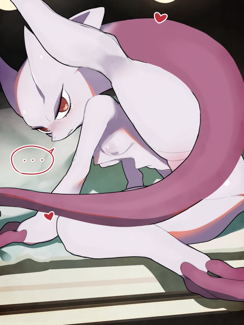 ... 2_hearts anthro_only breasts female female_pokemon furry furry_only heart hiding_pussy mega_mewtwo_y mewtwo nintendo no_humans pokémon_(species) pokemon pokemon_(species) pokephilia spread_legs tagme tail uramenu