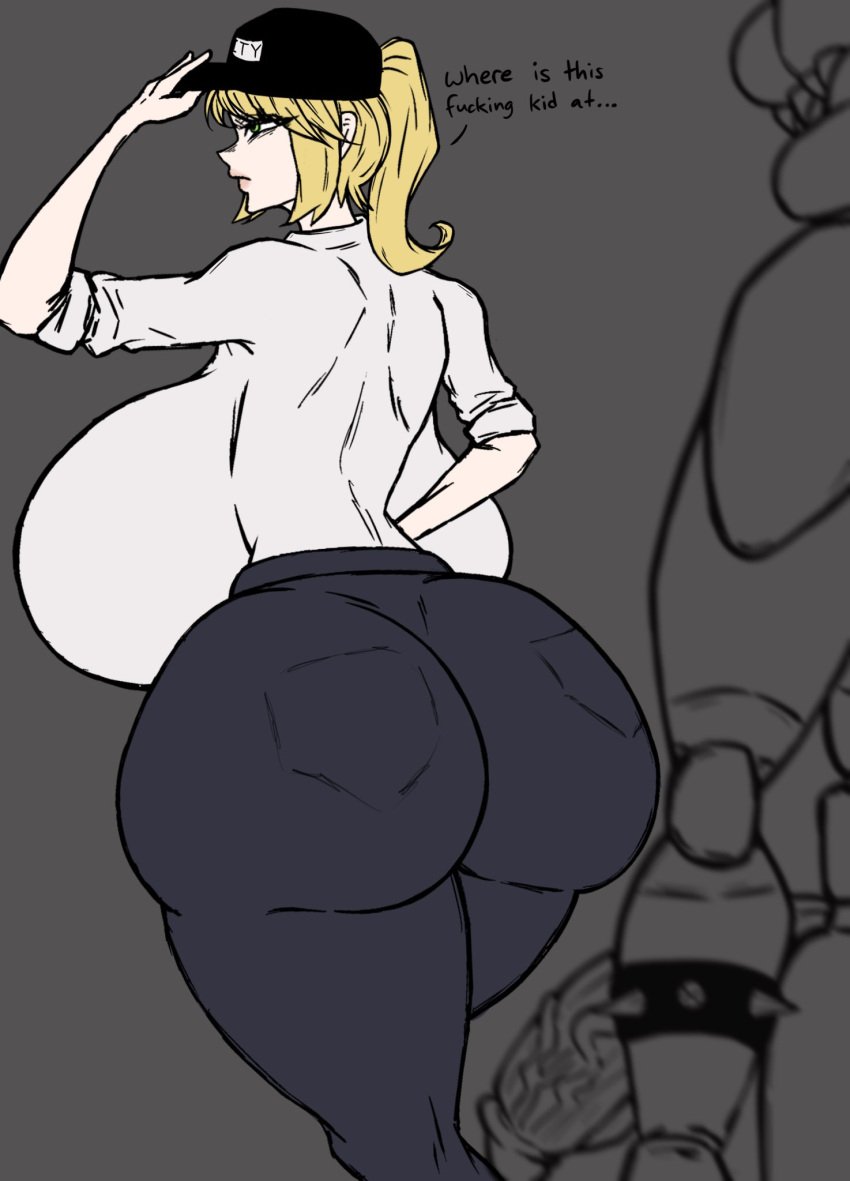 1girls ass big_ass big_breasts big_penis blonde_hair breasts breasts_bigger_than_head bubble_butt dialogue english_text female five_nights_at_freddy's five_nights_at_freddy's:_security_breach fnaf glamrock_freddy_(fnaf) green_eyes huge_ass huge_breasts huge_cock imminent_sex large_ass large_breasts nirusu no_bra pawg penis robot scottgames text uniform vanessa_(fnaf)