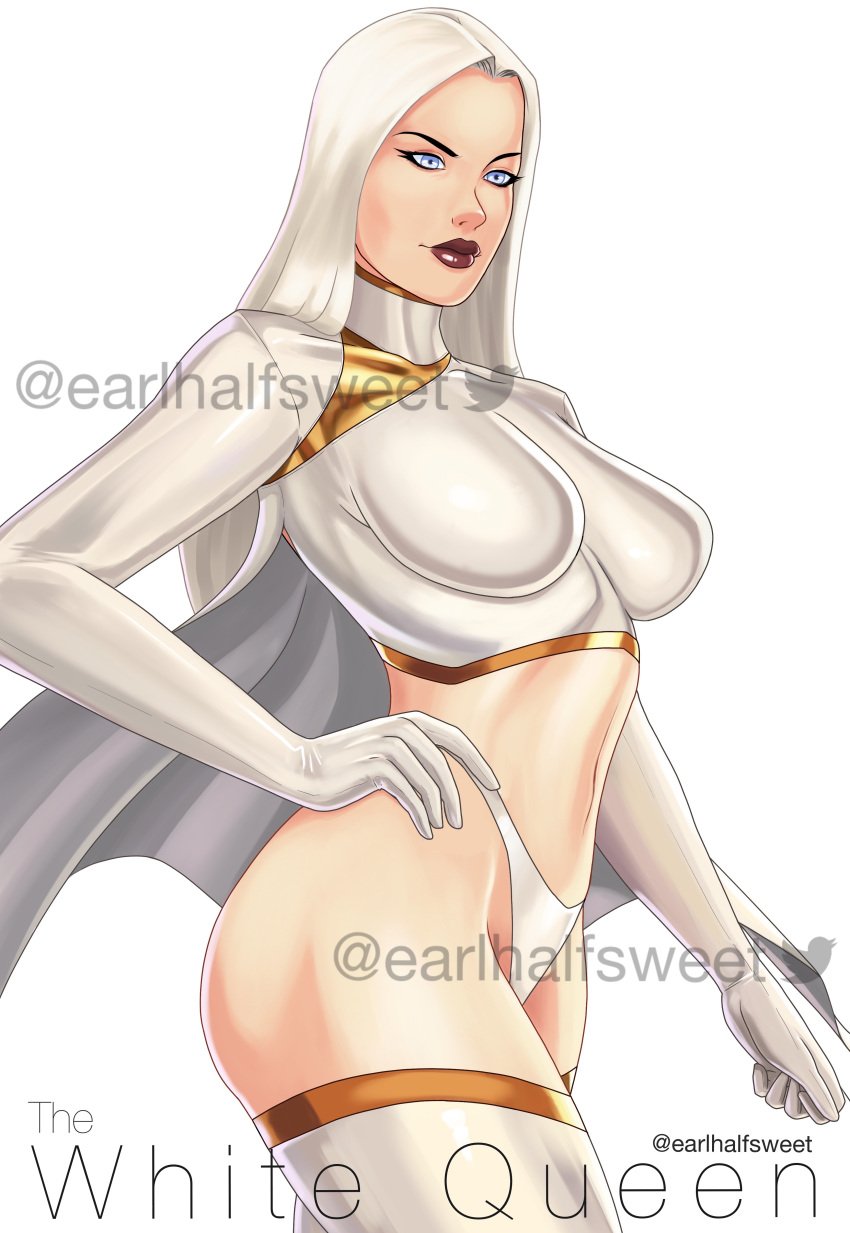 blue_eyes cape earlhalfsweet emma_frost marvel marvel_comics panties platinum_blonde_hair thick_thighs white_queen x-men